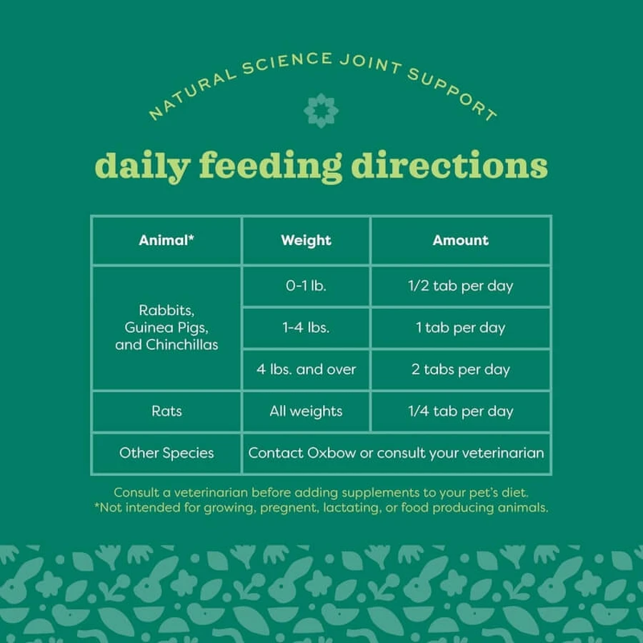 Oxbow Natural Science Joint Support - Complément alimentaire pour les articulations des petits animaux, 120 g