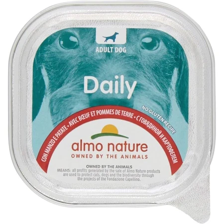 Almo Nature Daily Menu Ternera y patatas - Comida húmeda para perros adultos, 100 g