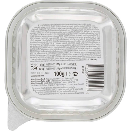 Almo Nature Daily Menu Ternera y patatas - Comida húmeda para perros adultos, 100 g