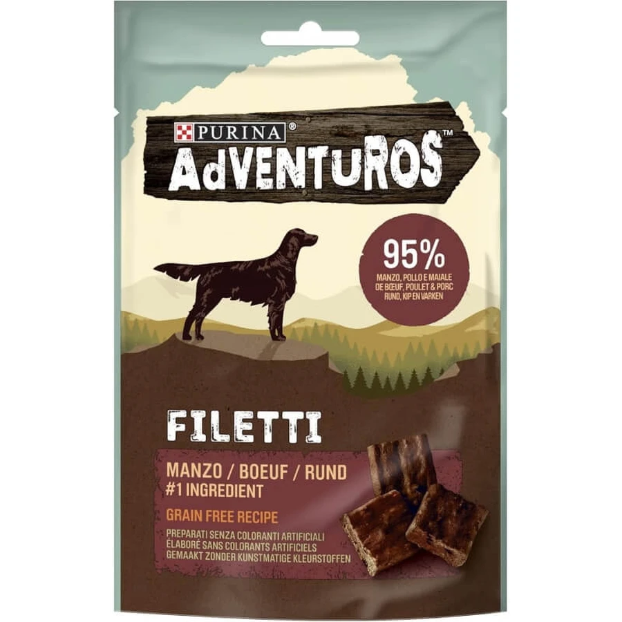 Adventuros rundvleesstrookjes - Hondensnacks, 70 g