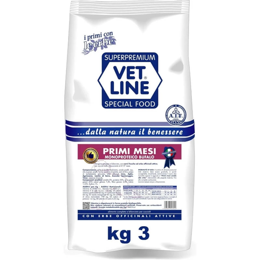 Vet Line «Primeros meses con Buffalo» - Pienso completo para cachorros, 3 kg
