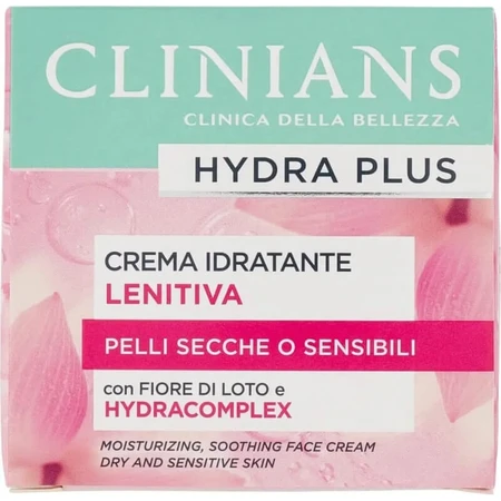Clinians Hydra Plus - Crema facial hidratante y calmante para pieles secas y sensibles, 50 ml