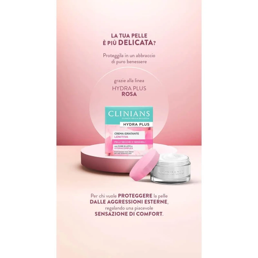 Clinians Hydra Plus - Crema facial hidratante y calmante para pieles secas y sensibles, 50 ml