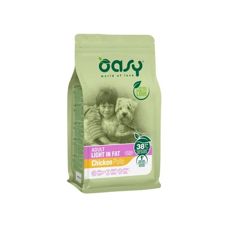 Oasy Adult Light, sabor a pollo - Alimento completo para perros adultos castrados o con sobrepeso, 3 kg