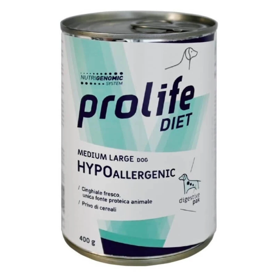 Pienso hipoalergénico Prolife para perros de razas medianas y grandes con jabalí fresco - Pienso completo para perros de razas medianas y grandes con intolerancias alimentarias, 400 g