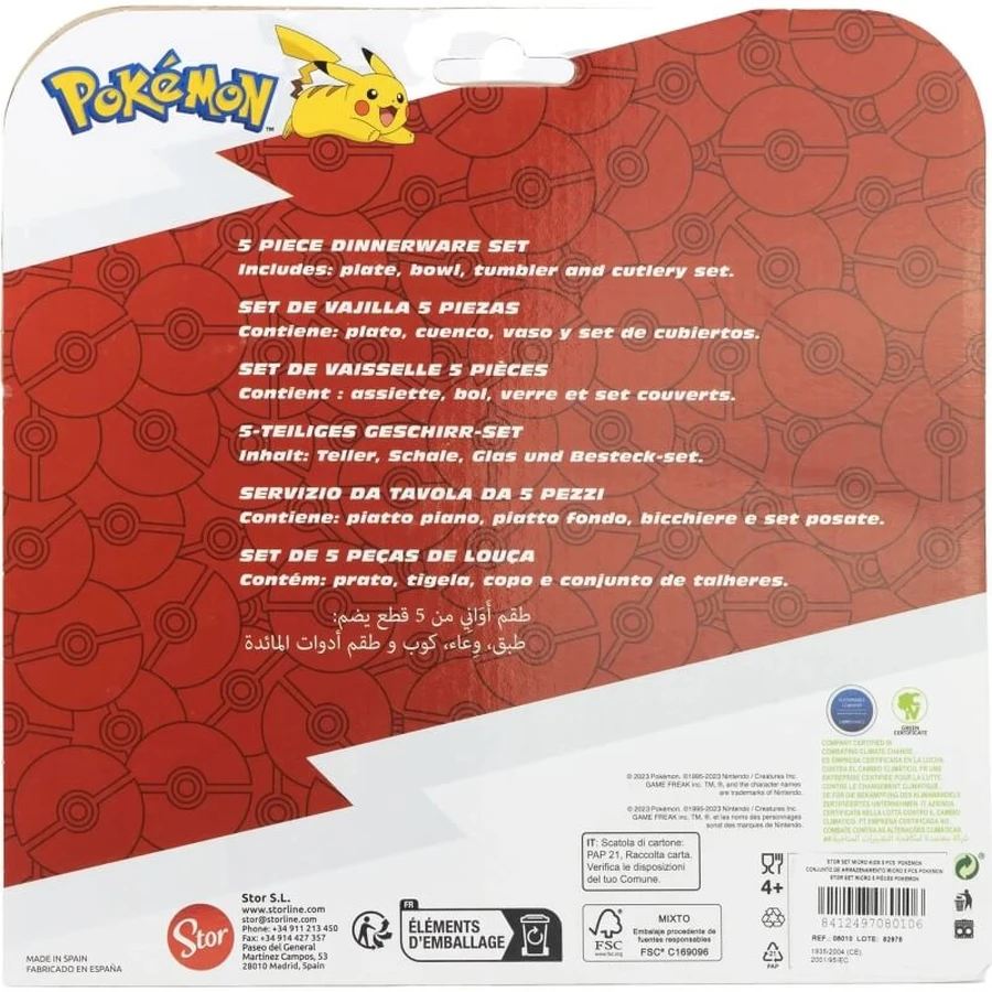 Stor Set 5-piece dinnerware set with Pokémon designs