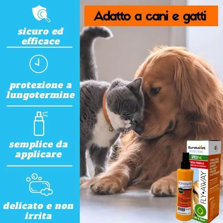 Eurekavet Fly Away - Natural Repellent and Pest Control Spray for Pets, 200 ml