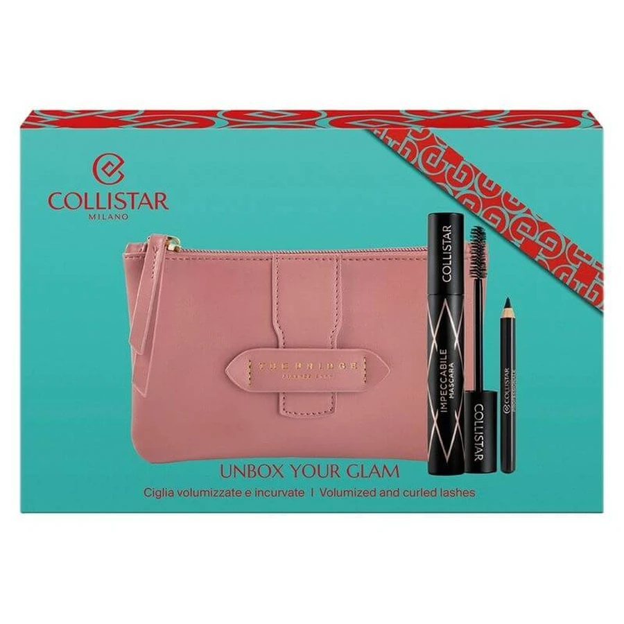 Collistar-Geschenkset: Flawless Mascara + Mini Professional Eye Pencil + elegante Clutch