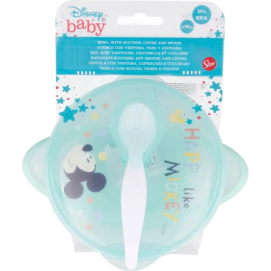 Disney Baby-Mickey-Set – Teller mit Saugnapf, Deckel und Löffel