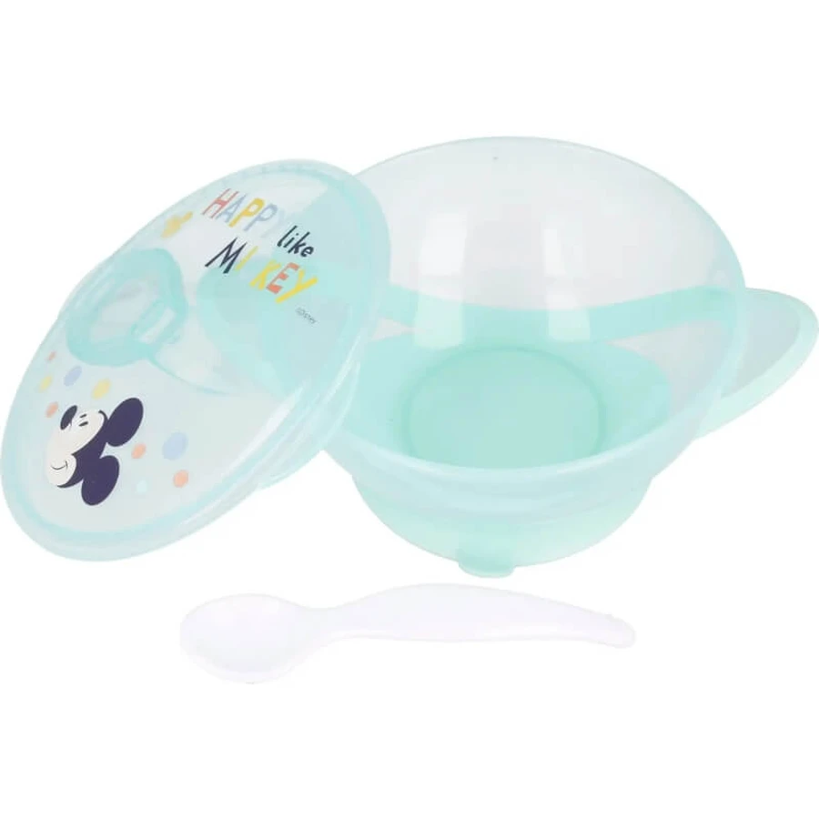 Disney Baby-Mickey-Set – Teller mit Saugnapf, Deckel und Löffel