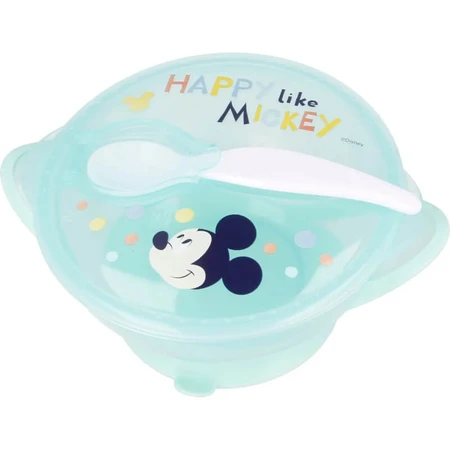 Disney Baby-Mickey-Set – Teller mit Saugnapf, Deckel und Löffel