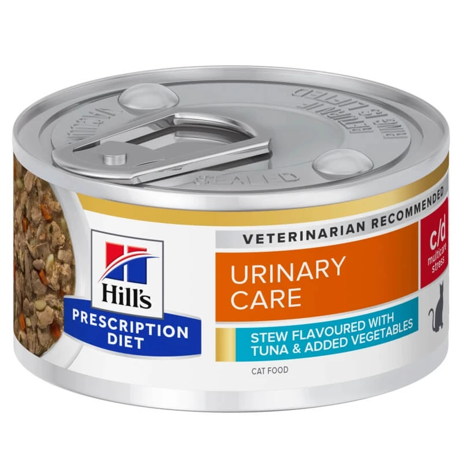 Hill's Prescription Diet C-D Feline Urinary Stress Thunfisch und Gemüse – Futter für erwachsene Katzen mit Harnwegsproblemen, 85 g