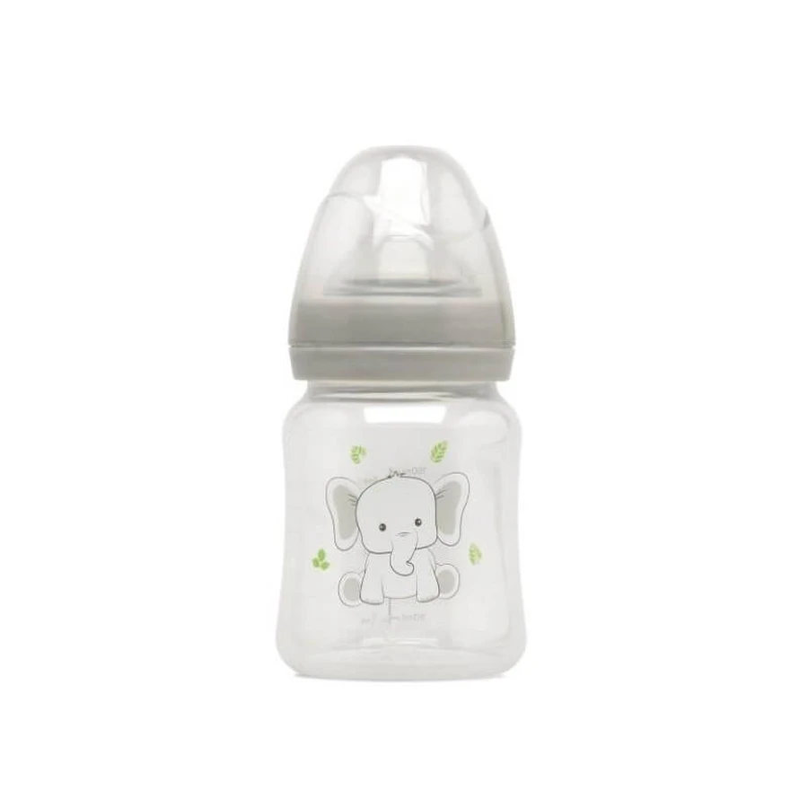 Biberón anticólicos Kiokids, gris, a partir de 0 meses, tetina de silicona de flujo lento, sin BPA, 150 ml