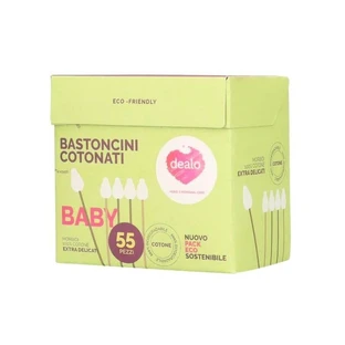 Dealo Baby-wattenstaafjes  - 55 biologisch afbreekbare wattenstaafjes voor pasgeborenen