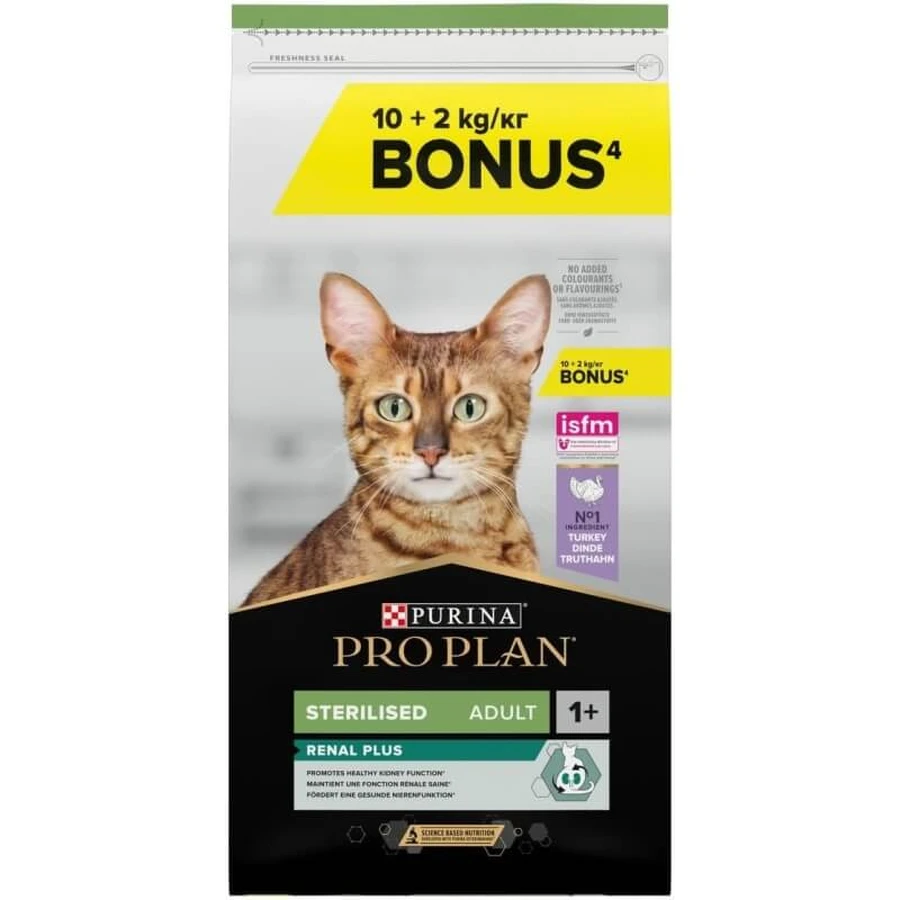 Purina Pro Plan Sterilized Adult 1+ Renal Plus Turkey - Complete Food for Sterilized Adult Cats, 10 kg