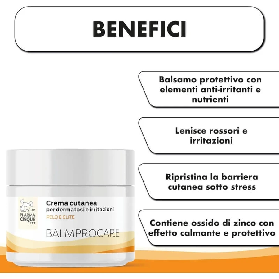 Pharma Cinque Pet Balmprocare - Soothing and Regenerating Skin Cream for Skin Conditions and Irritations, 50 ml