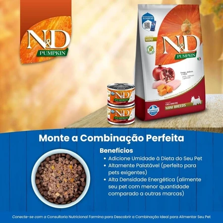 Farmina N&amp;d Pumpkin Adult Mini Huhn, Kürbis und Granatapfel – Alleinfuttermittel für erwachsene Hunde, 140 g