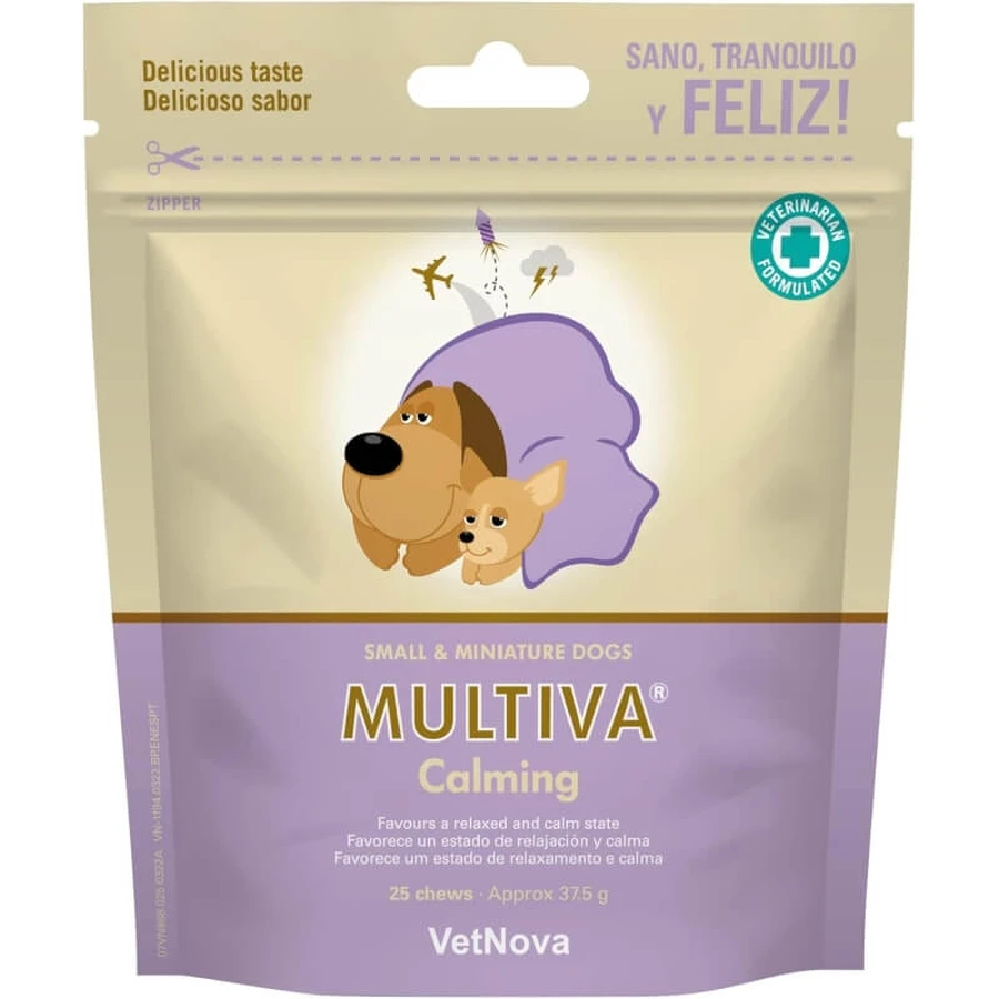 Vetnova Multiva Calming voor kleine en dwerghonden - Aanvullend hondenvoer, 25 kauwsnacks