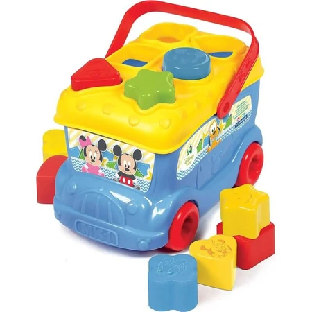 Clementoni Mickey Mouse Shape-Sorting Bus - 9 Colored Blocks