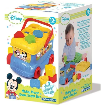 Clementoni Mickey Mouse Shape-Sorting Bus - 9 Colored Blocks