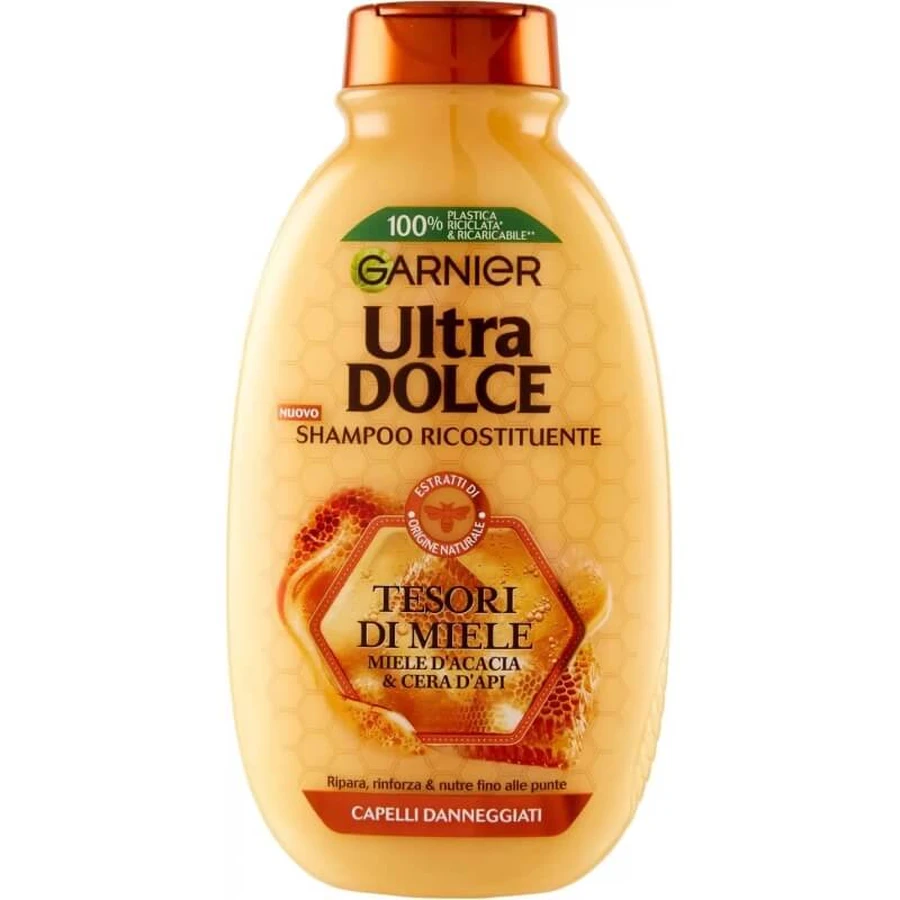 Garnier Ultra Gentle Honey Treasures - Champú para cabello dañado, 250 ml