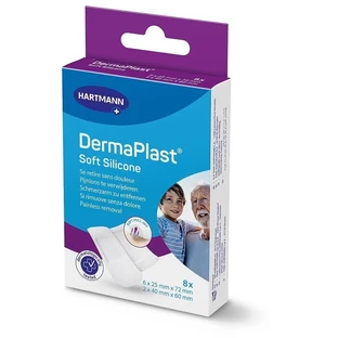 Dermaplast Soft Silicone - 8 apósitos para pieles delicadas y sensibles, 2 tamaños