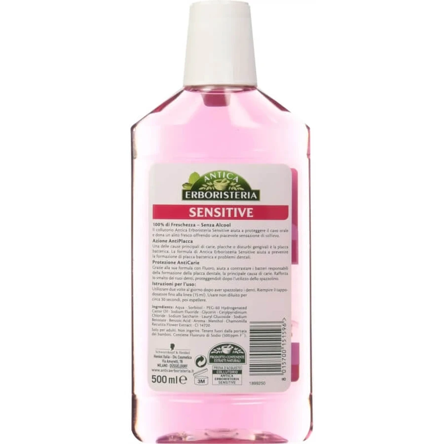 Antica Erboristeria : bain de bouche pour peaux sensibles, pour la prévention et le soulagement des infections bactériennes, 500 ml