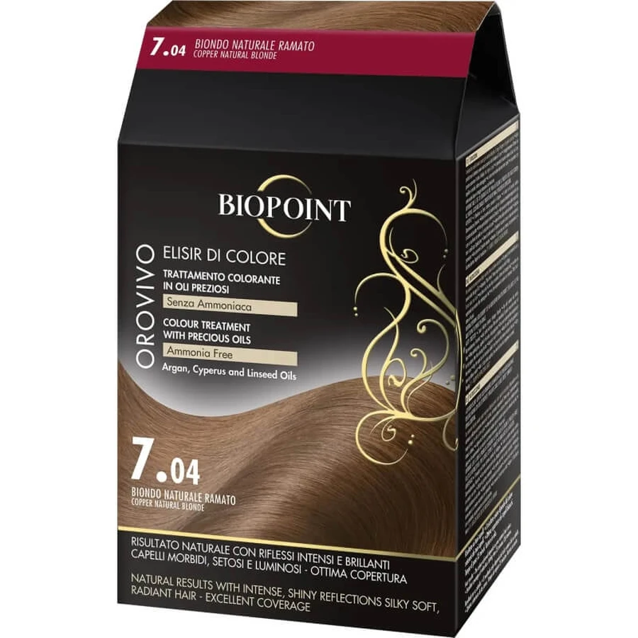 Biopoint Orovivo Color Elixir – trwała farba do włosów 7.04 Naturalny miedziany blond: ceny i cechy