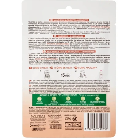 Garnier Skinactive Nutri Bomb - Masque en tissu nourrissant et éclaircissant