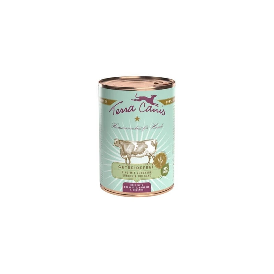 Terra Canis sin cereales, con ternera, calabacín, calabaza y orégano - Pienso completo para perros adultos, 400 g