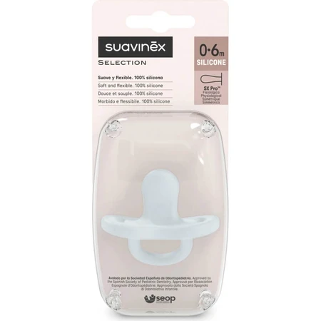 Suavinex Selection Color Essence - Chupete de silicona 0-6 meses - Azul claro