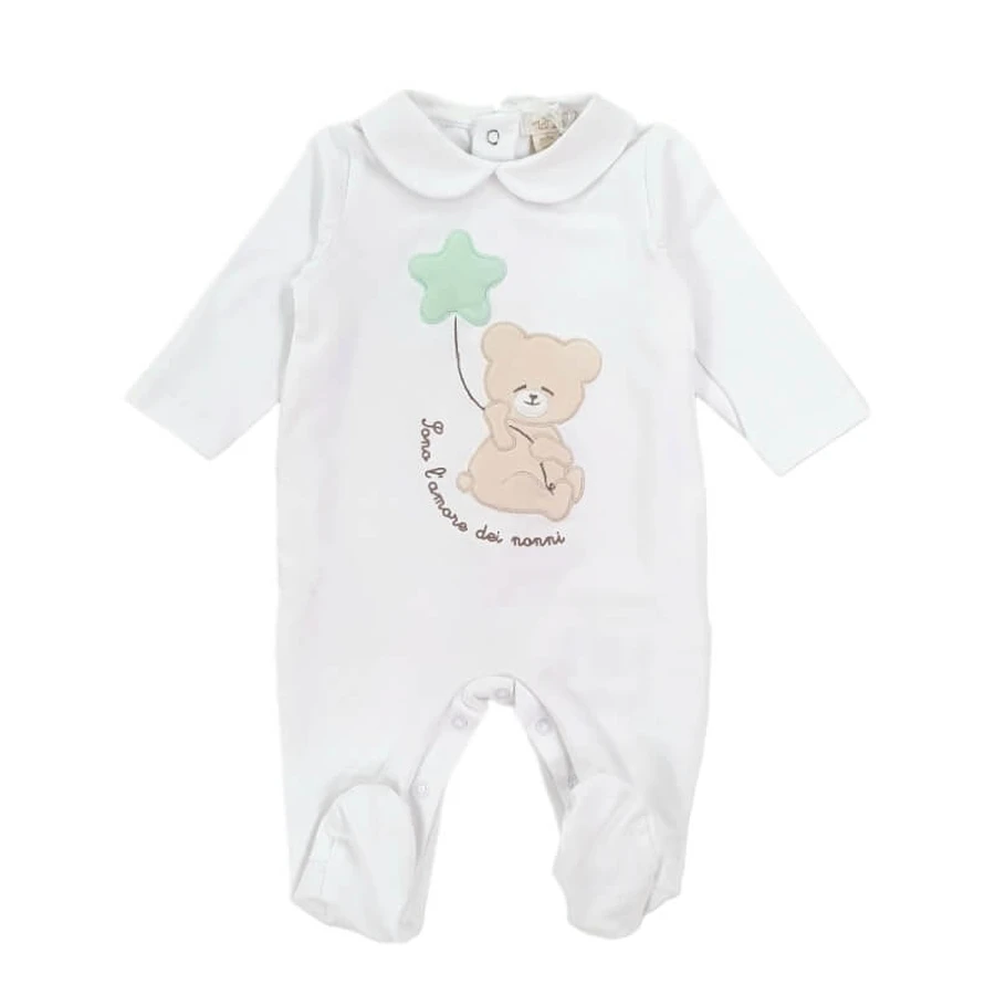 Nanan blue onesie with "I'm Grandma and Grandpa's darling" embroidery, cotton jersey, size 3 months, 62 cm