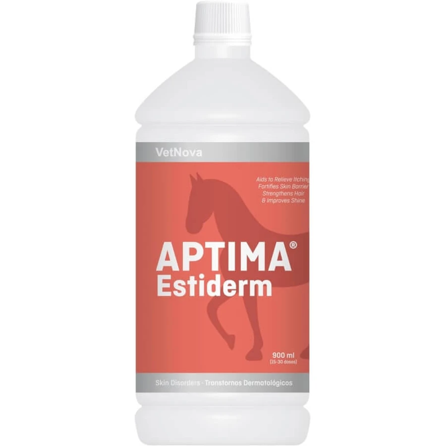 Vetnova Aptima Estiderm - Complément alimentaire pour chevaux favorisant la santé de la peau et de la crinière, 930 ml