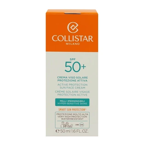 Collistar SPF 50+ Crème solaire active pour le visage, pour peaux hypersensibles, très haute protection, 50 ml