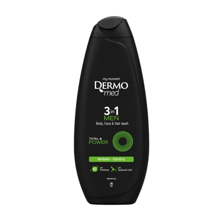 Dermomed Total &amp; Power - 3-in-1 verkwikkende douchegel voor mannen (lichaam, gezicht, haar) 250 ml