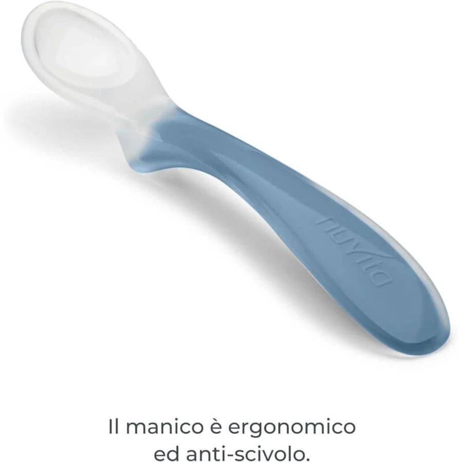 Nuvita 2 Silicone Weaning Spoons, 0 months+, Blue