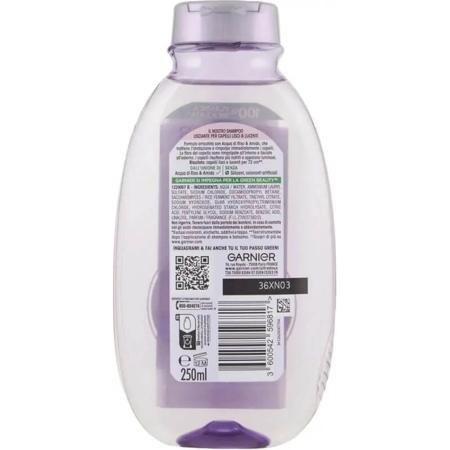 Garnier Ultra Gentle Rijstwater &amp; Zetmeel - Verzachtende shampoo 250 ml