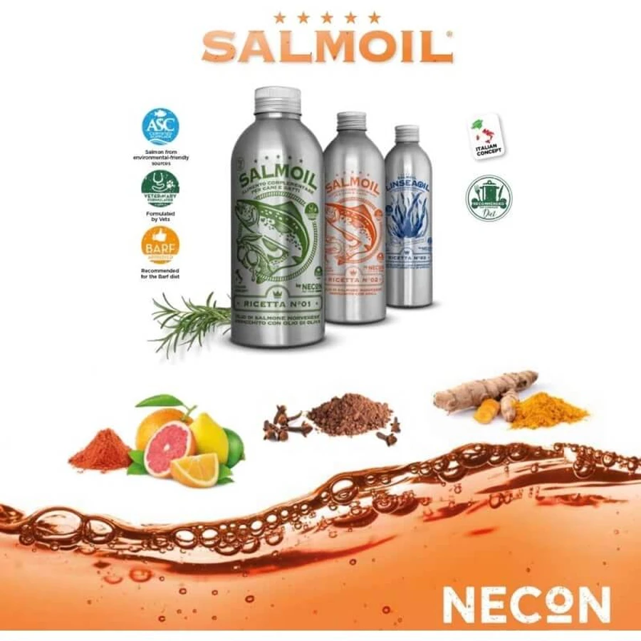 Necon Pet Food Necon Linseaoil Receta n.º 03 - Alimento complementario de origen vegetal para perros y gatos, 950 ml