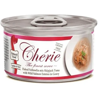 Cherie Mix van witte tonijn en zalm in saus - Natvoer voor katten, 80 g