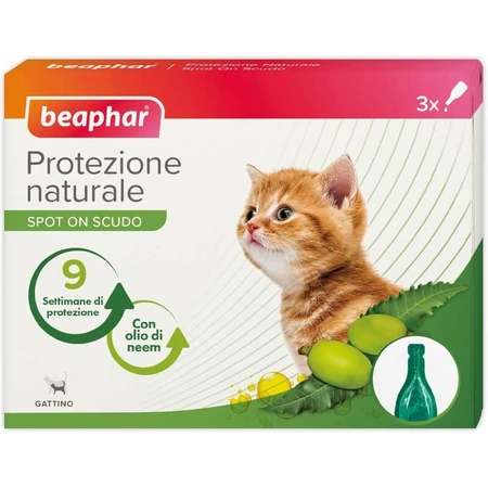 Beaphar Spot-on Shield – Natuurlijke bescherming voor kittens, 3 flacons