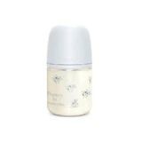 Suavinex Poetry - Biberón de cristal de 120 ml con tetina de silicona azul claro