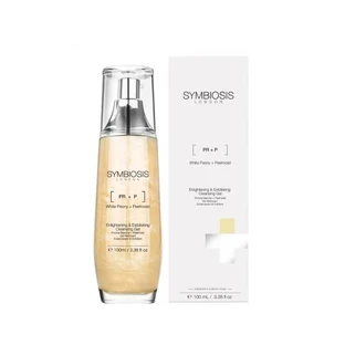 Symbiosis White Peony + Peelmoist - Gel limpiador iluminador y exfoliante, 100 ml