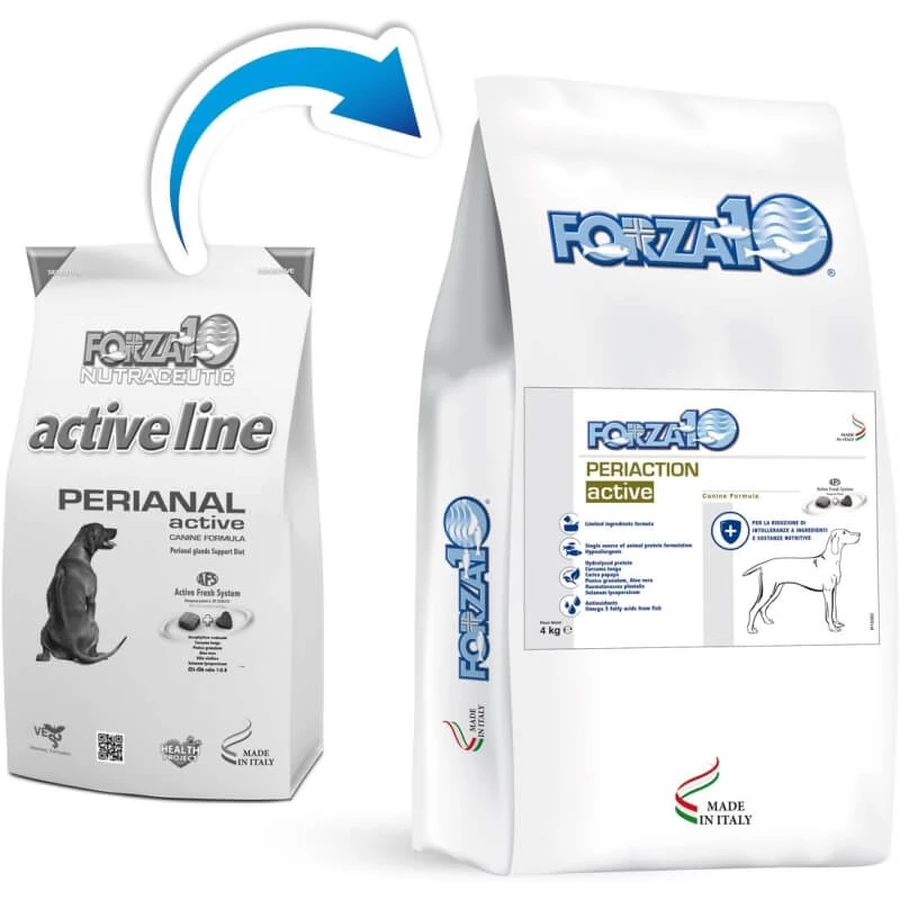 Forza10 Forza 10 Periaction Active con pescado - Alimento dietético completo para perros adultos con intolerancias alimentarias, 4 kg