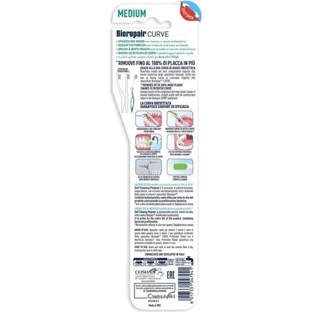 Biorepair Curve - Cepillo de dientes de protección total con cerdas medias