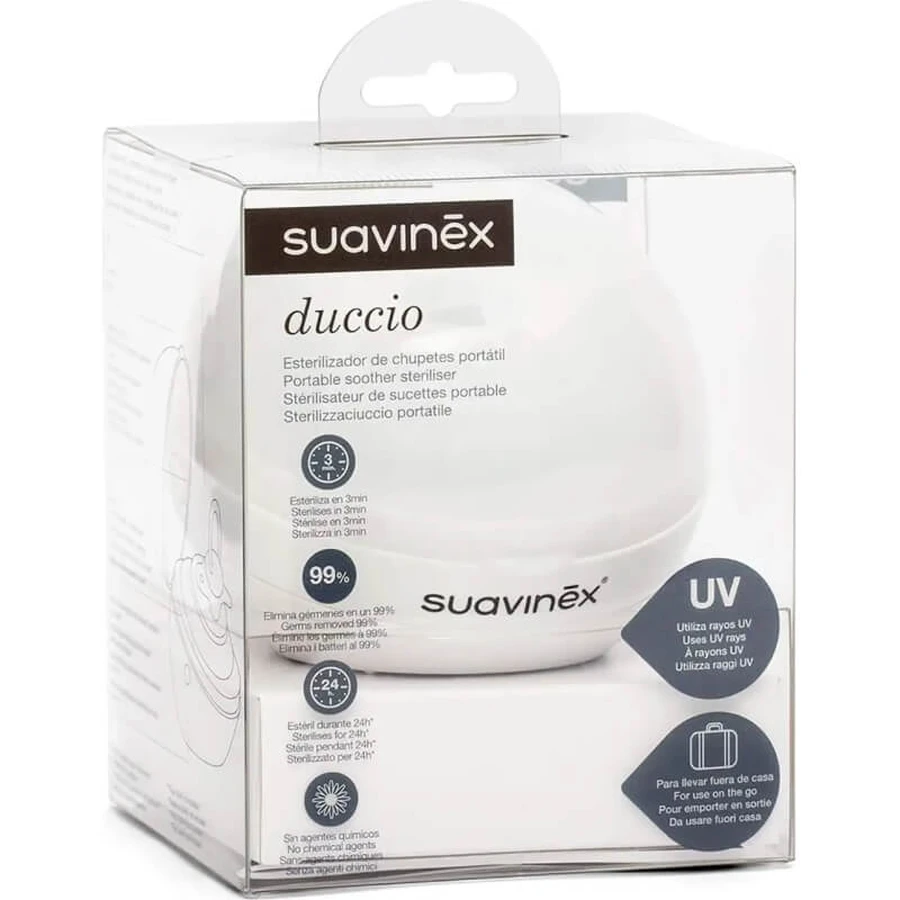 Suavinex Duccio – Tragbarer Schnuller-Sterilisator, Farbe: Pearl