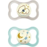 Mam Air Night – 2 Silikon-Schnuller, ab 6 Monaten, neutrale Farbe