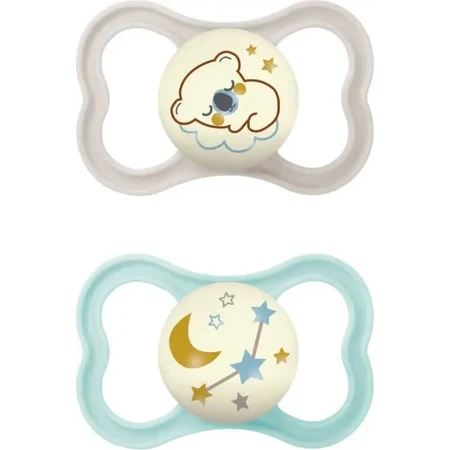 Mam Air Night – 2 Silikon-Schnuller, ab 6 Monaten, neutrale Farbe