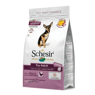 Schesir Toy Maintenance Adult Chicken - Pienso completo para perros, 800 g