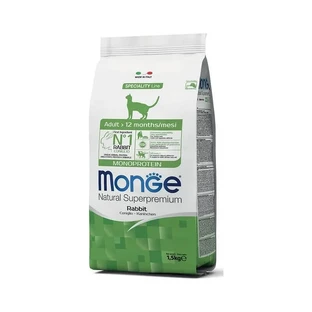 Monge Natural Superpremium : croquettes pour chat adulte à protéine unique, saveur lapin, 1,5 kg
