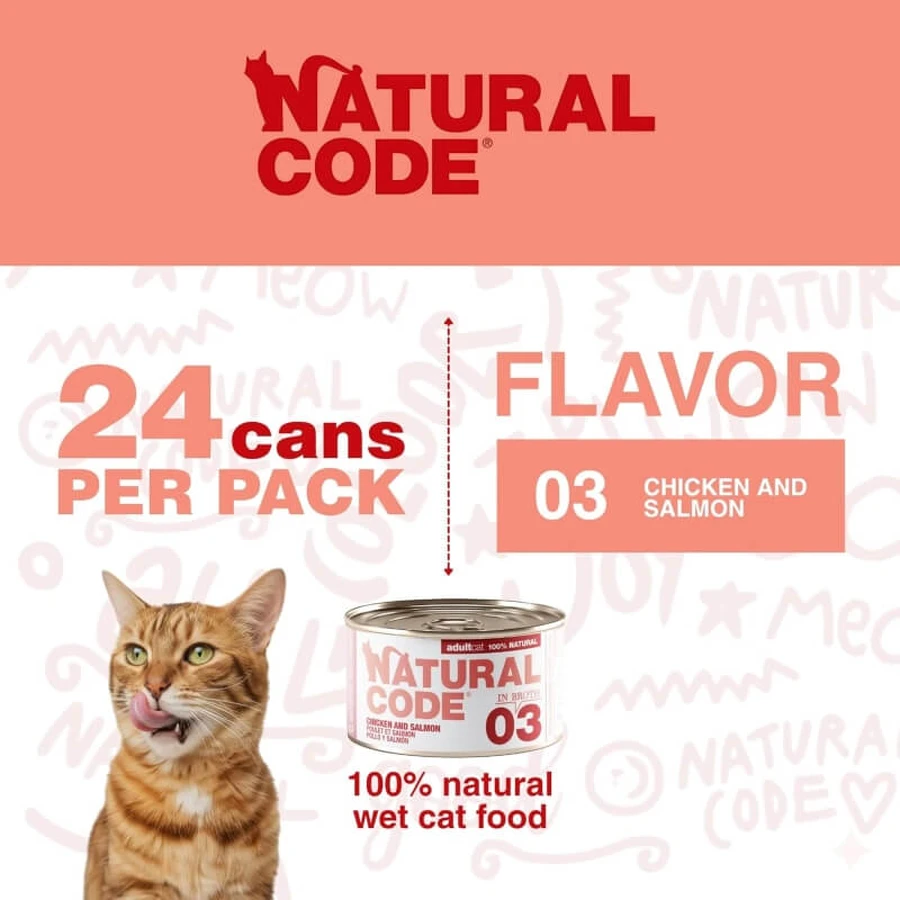 Natural Code 03 Kip en zalm - Aanvullende voeding voor volwassen katten, 85 g
